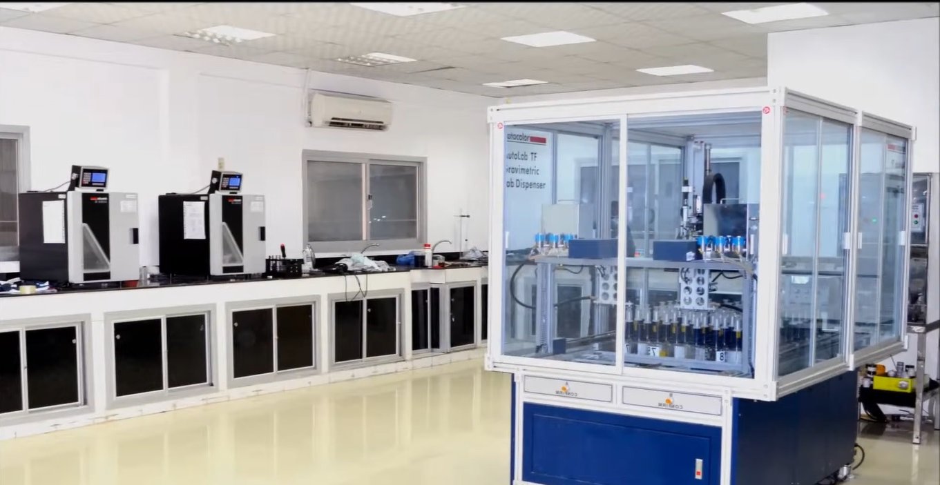 Colour lab — auto-dispenser — Embee Fabric Mill, Ismailia, Egypt