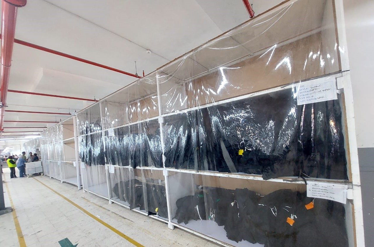 Cut-panel storage area — Globe International Industries, Alexandria, Egypt