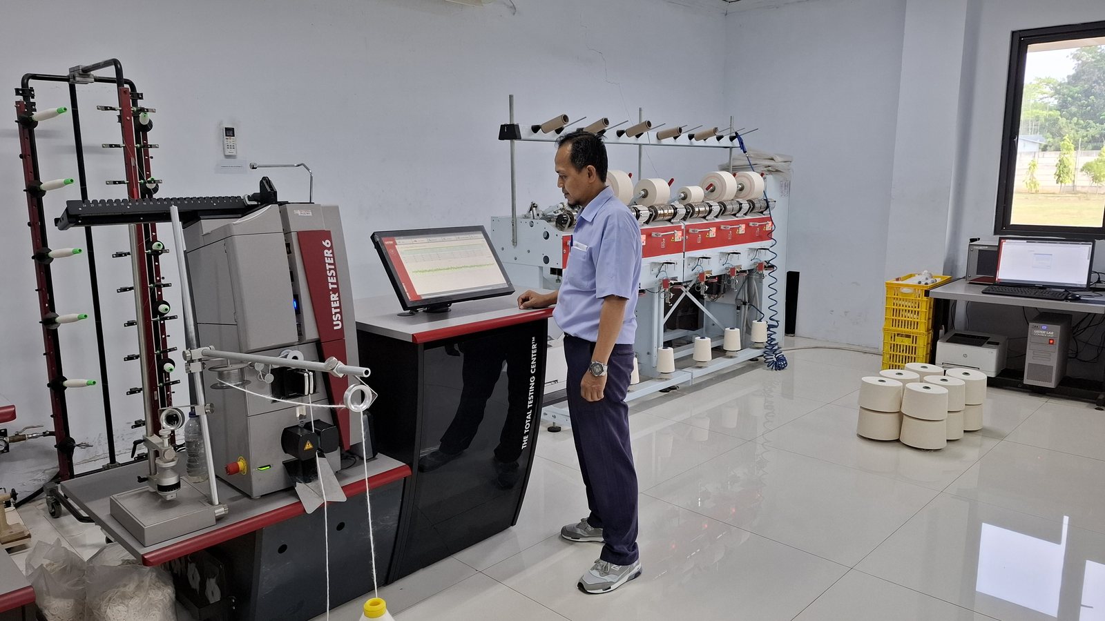 Quality lab — Uster testing — PT Embee Plumbon Tekstil, Cirebon, Indonesia